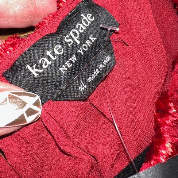 Kate Spade Winter Blooms Velvet Dress - new with tags - size XL - Perfect Cherry - Picture 4 of 4